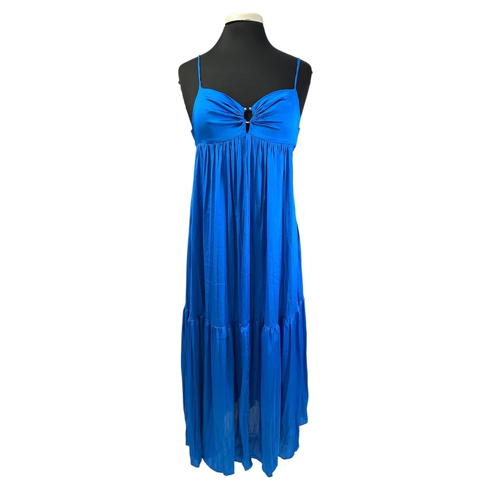 Audrey Parks Francesca's Blue Tiered Maxi Dress Small Boho‎ Summer
